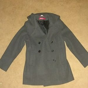 Anne Klein hooded wool pea coat